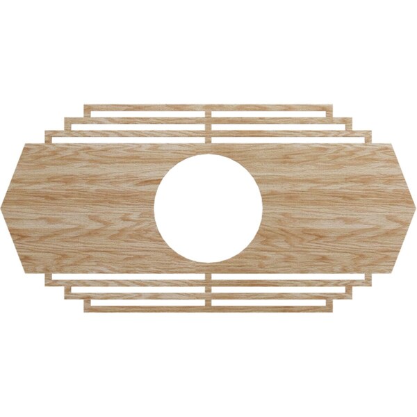 Ekena Millwork Chrysler Wood Fretwork Pierced Ceiling Medallion, Red Oak, 34"W x 17"H x 9"ID x 3/8"T CMWP34X17X0375CSRO - main